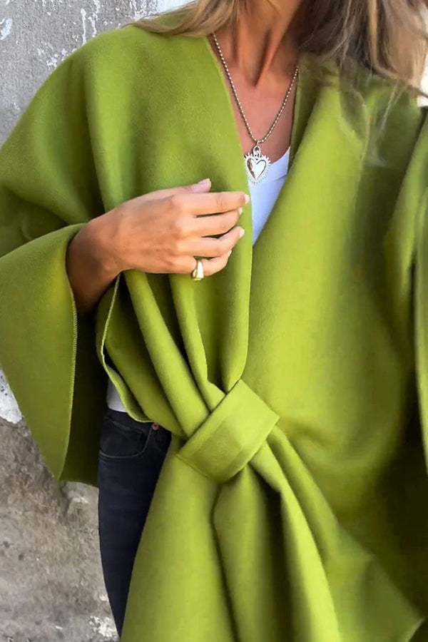 Elegant afslappet V-hals Cape Jakke