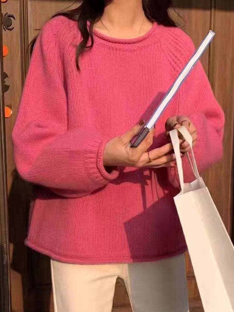 Elegant Långärmad Stickad Tröja för Hösten
