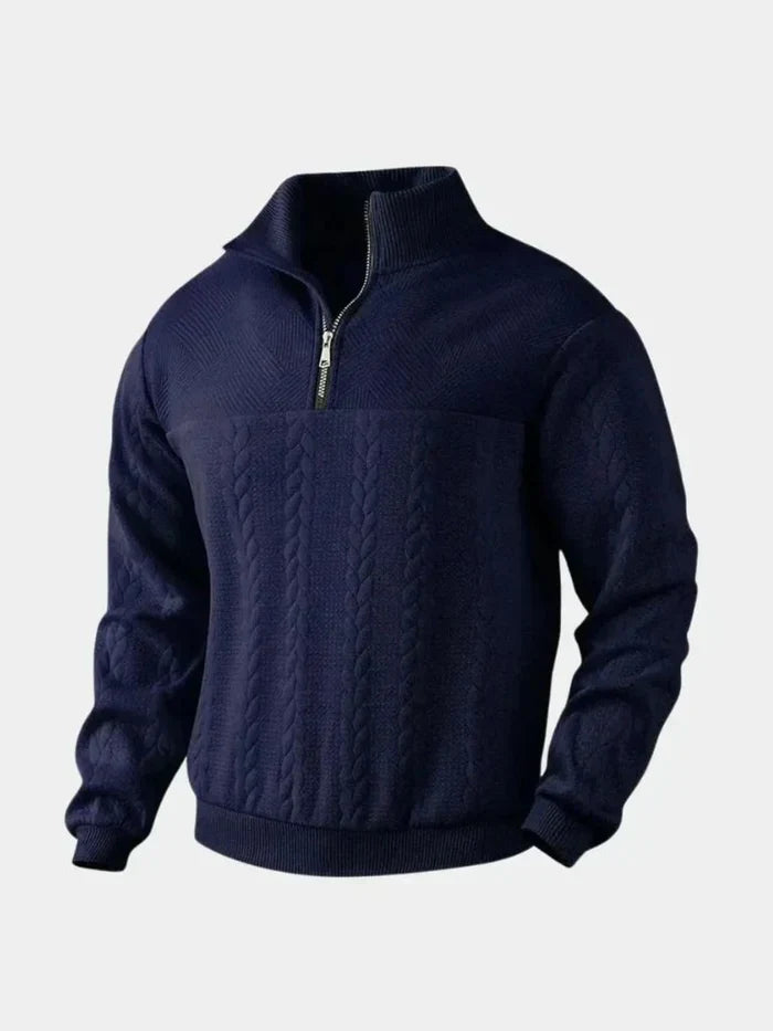 Dirk – klassisk quarter-zip pullover med ståkrave