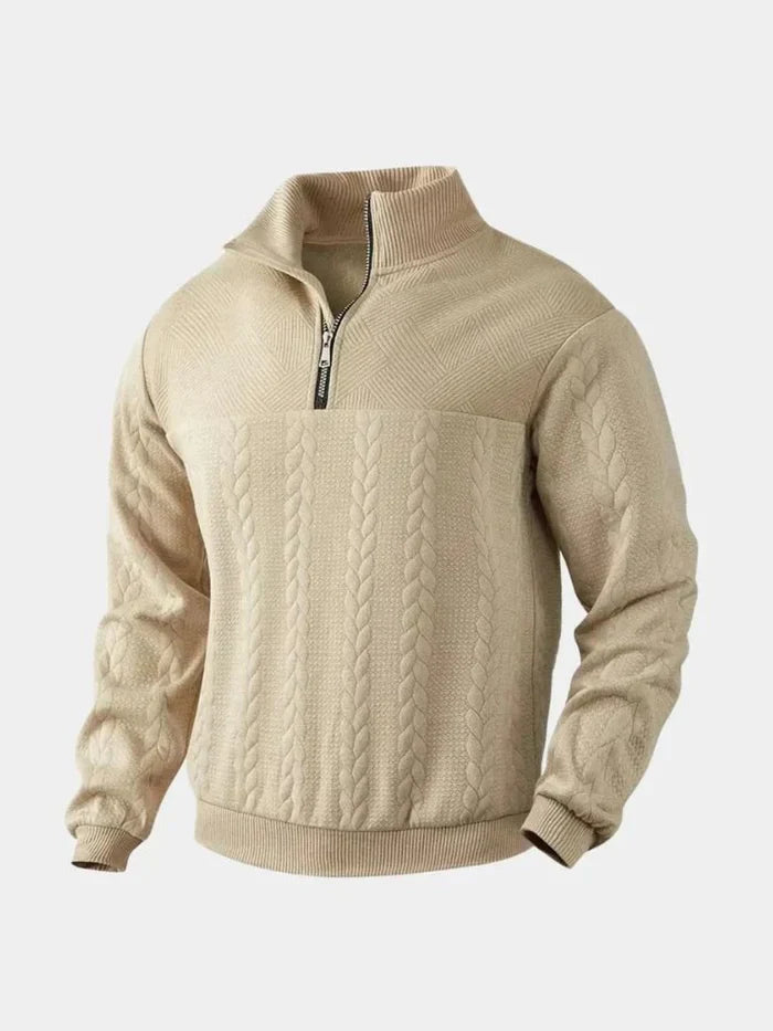Dirk – klassisk quarter-zip pullover med ståkrave
