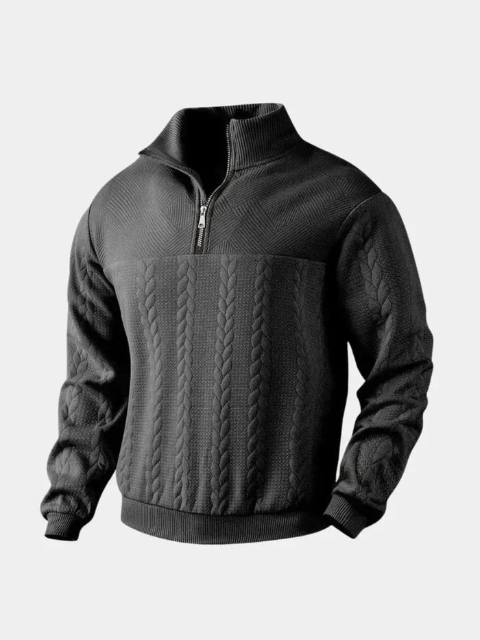 Dirk – klassisk quarter-zip pullover med ståkrave