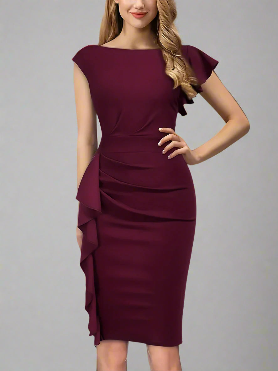 Elegant Cocktailkjole med Rynkedetaljer til Festlige Anledninger