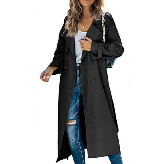 Elegant dame trenchcoat med knapper - Komfort og stil i ét