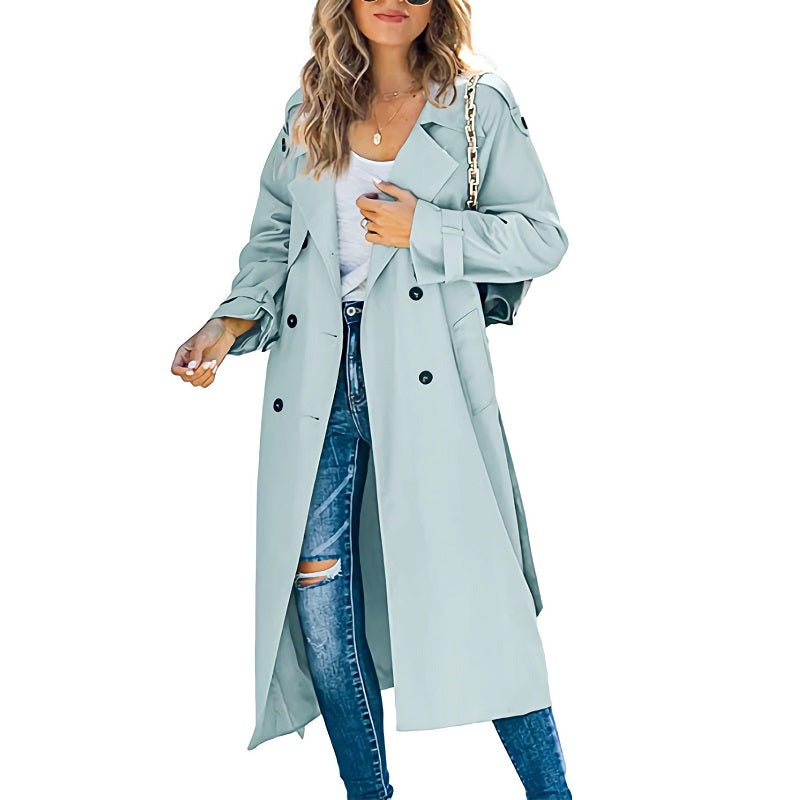 Elegant dame trenchcoat med knapper - Komfort og stil i ét