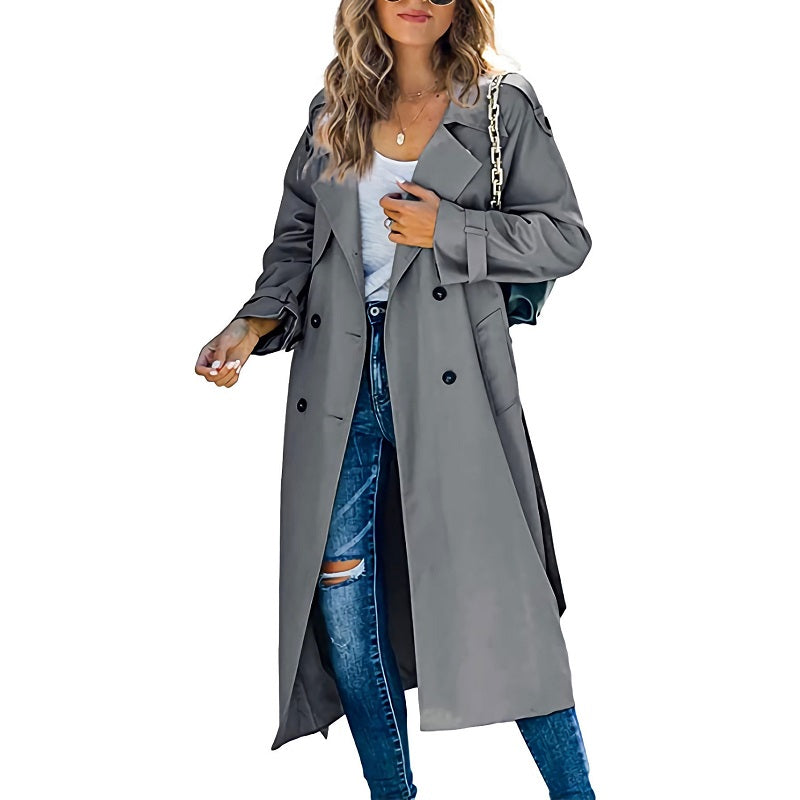 Elegant dame trenchcoat med knapper - Komfort og stil i ét
