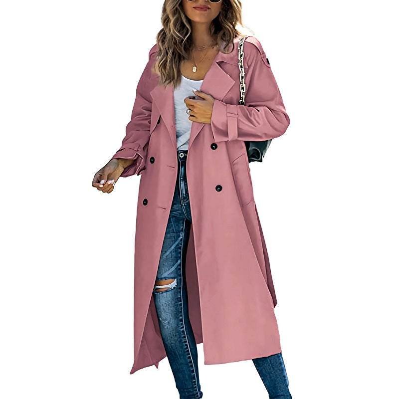 Elegant dame trenchcoat med knapper - Komfort og stil i ét
