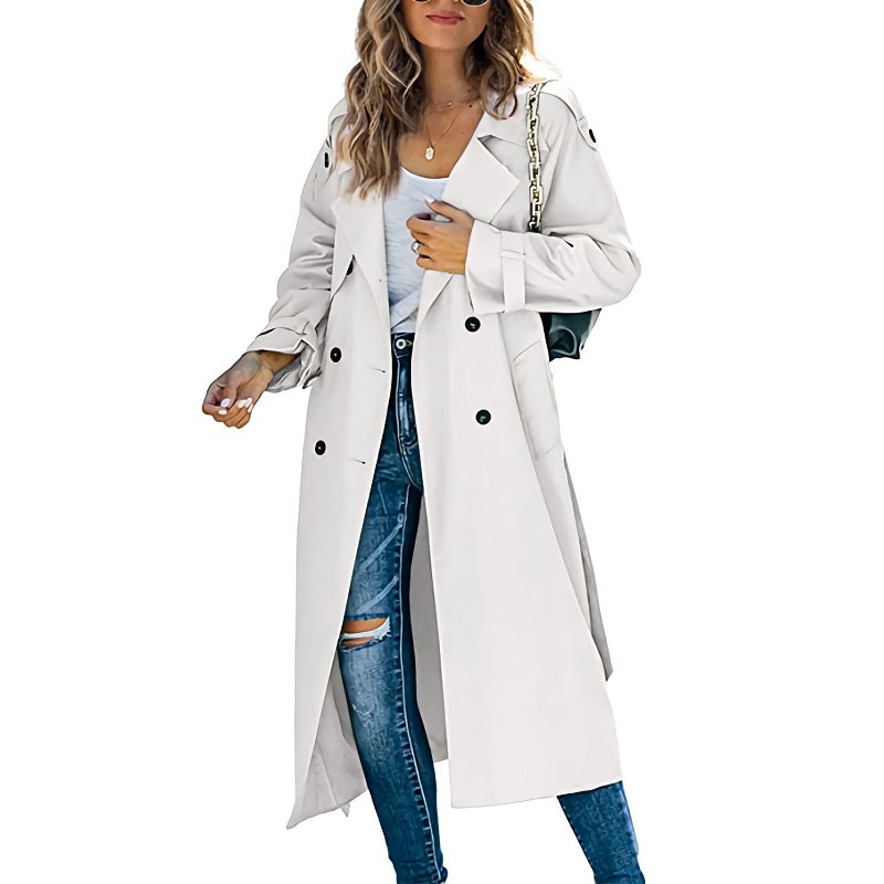 Elegant dame trenchcoat med knapper - Komfort og stil i ét