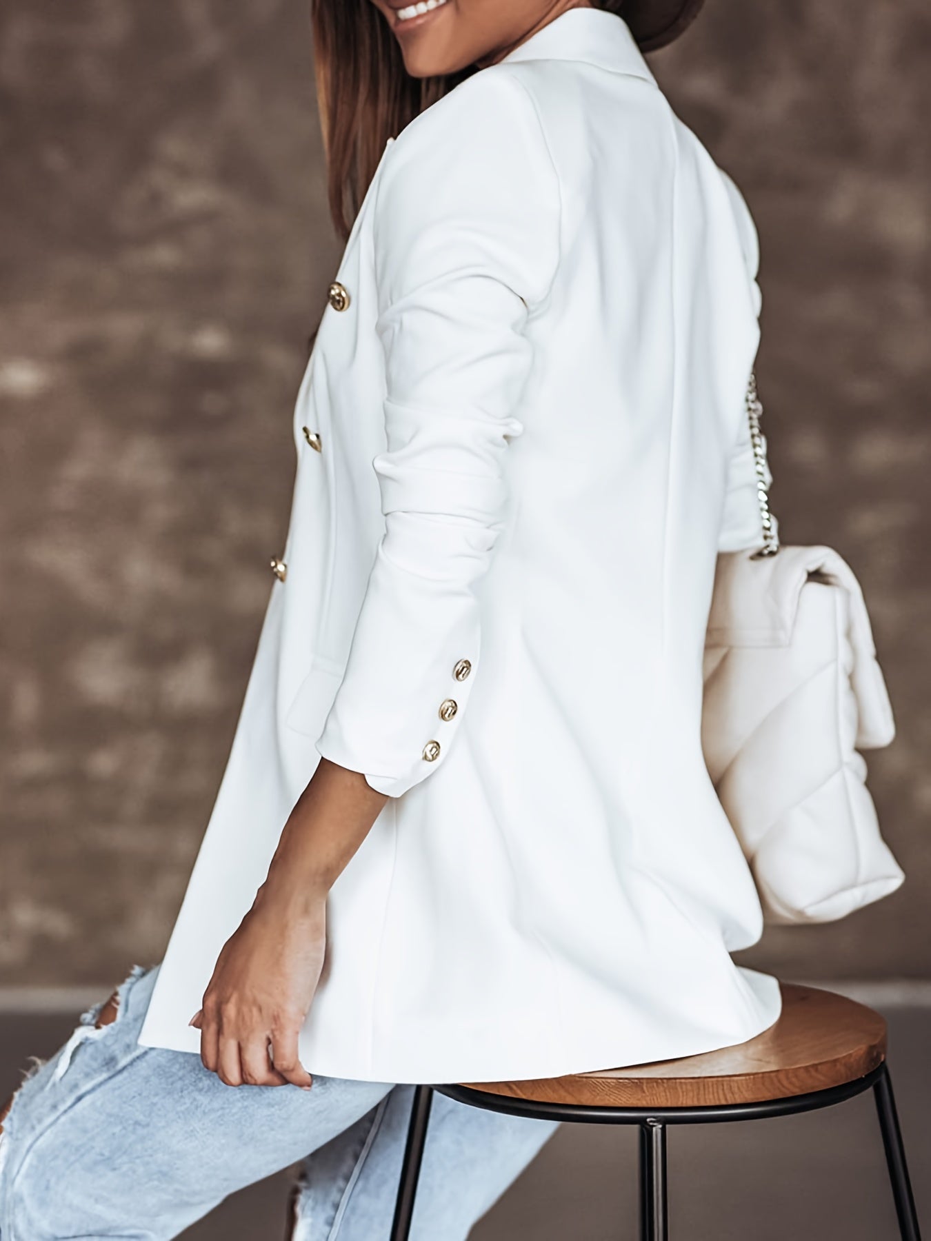 Elegant Dameblazer med Dobbeltknap - Stilfuldt og Alsidigt