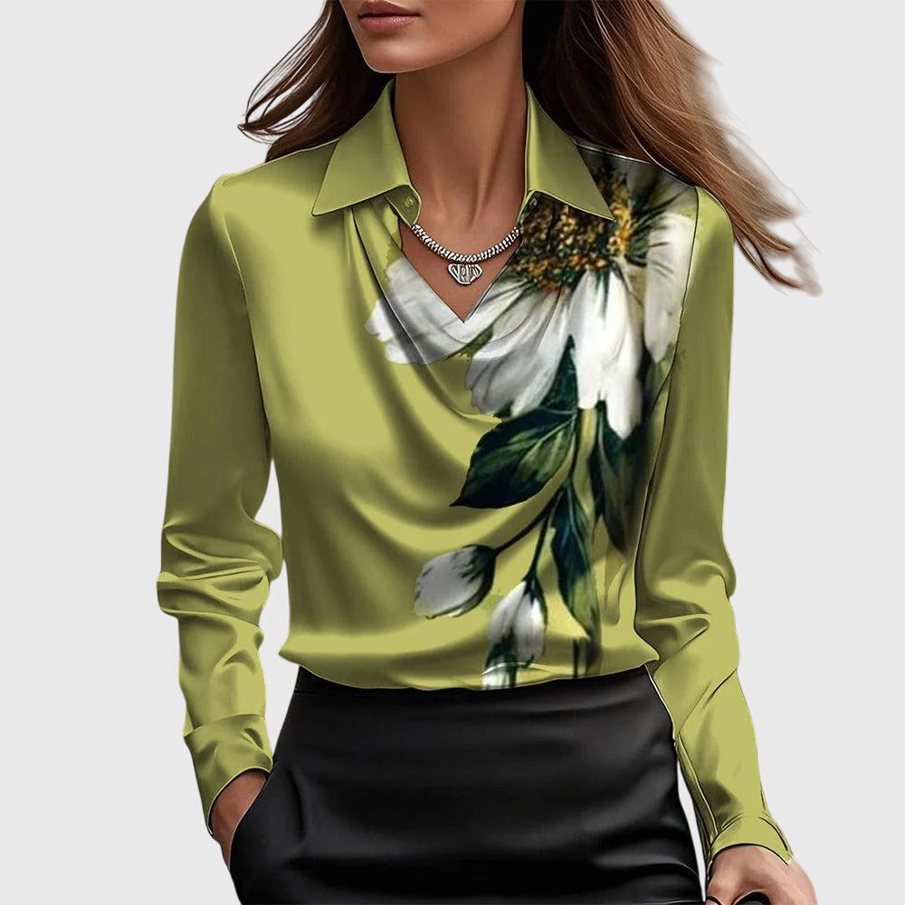 Livia | Elegant Topp med Flödande Krage