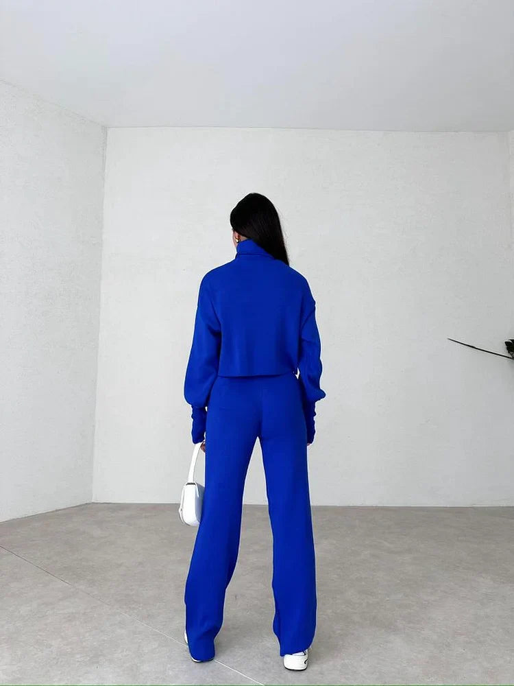 Elegant Sæt med Strikhandsker og Turtleneck