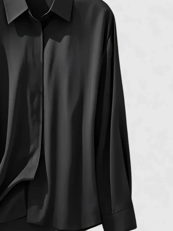 Mira | Elegant satinblus med knappslå för damer