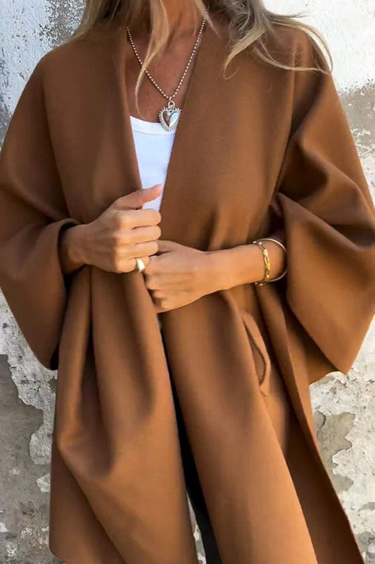 Elegant ledig capejacka med V-ringning