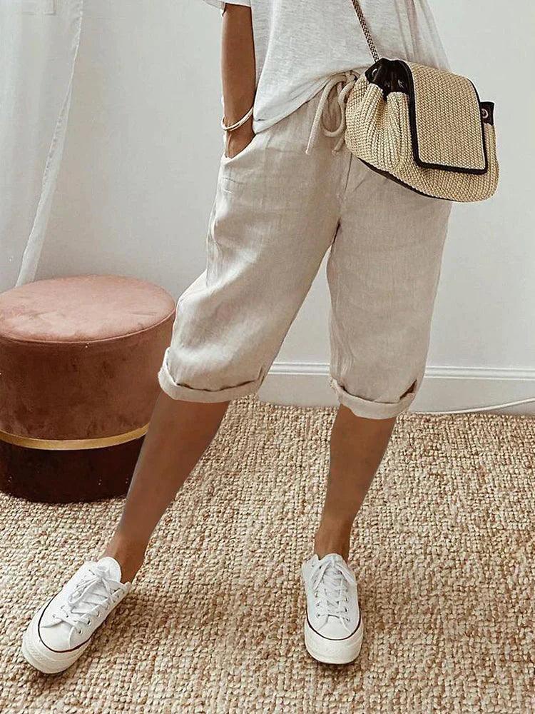 Smarte Capri Bukser med Fleksibel Talje – Elegant Sommerstil
