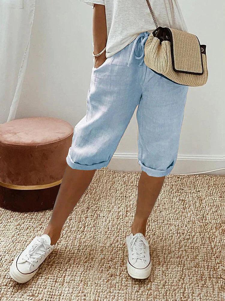 Smarte Capri Bukser med Fleksibel Talje – Elegant Sommerstil