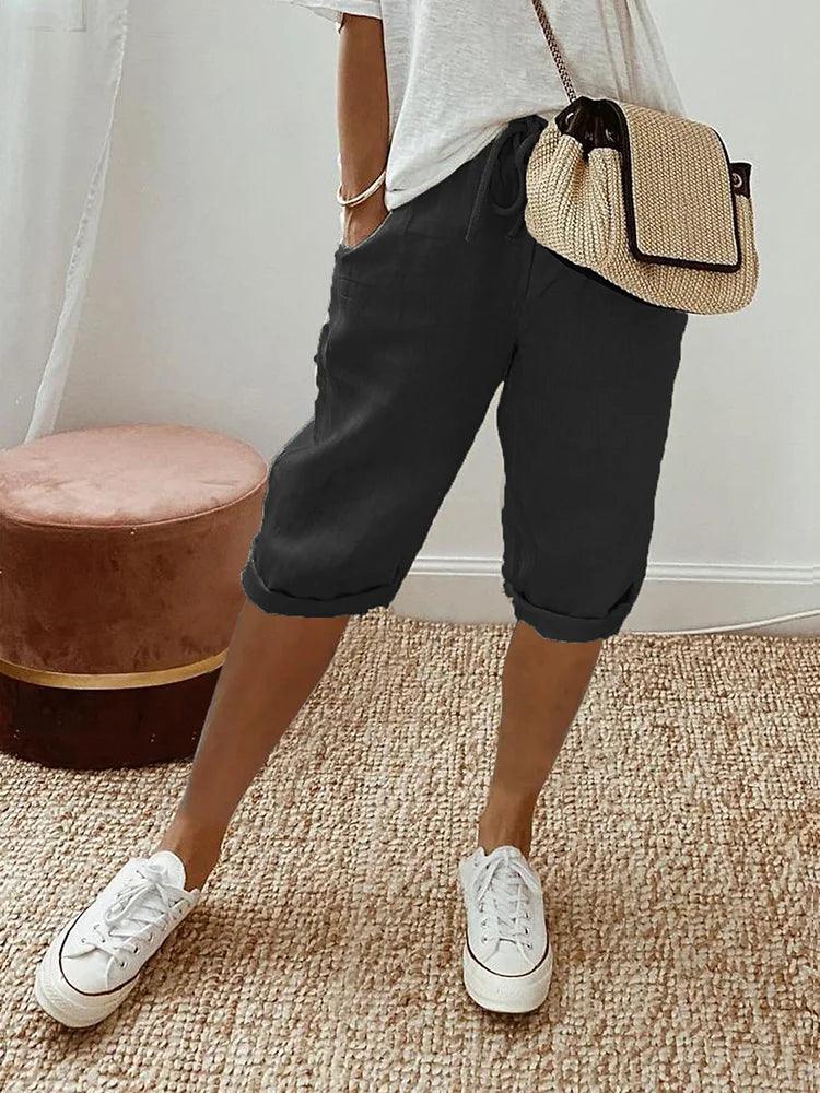 Smarte Capri Bukser med Fleksibel Talje – Elegant Sommerstil