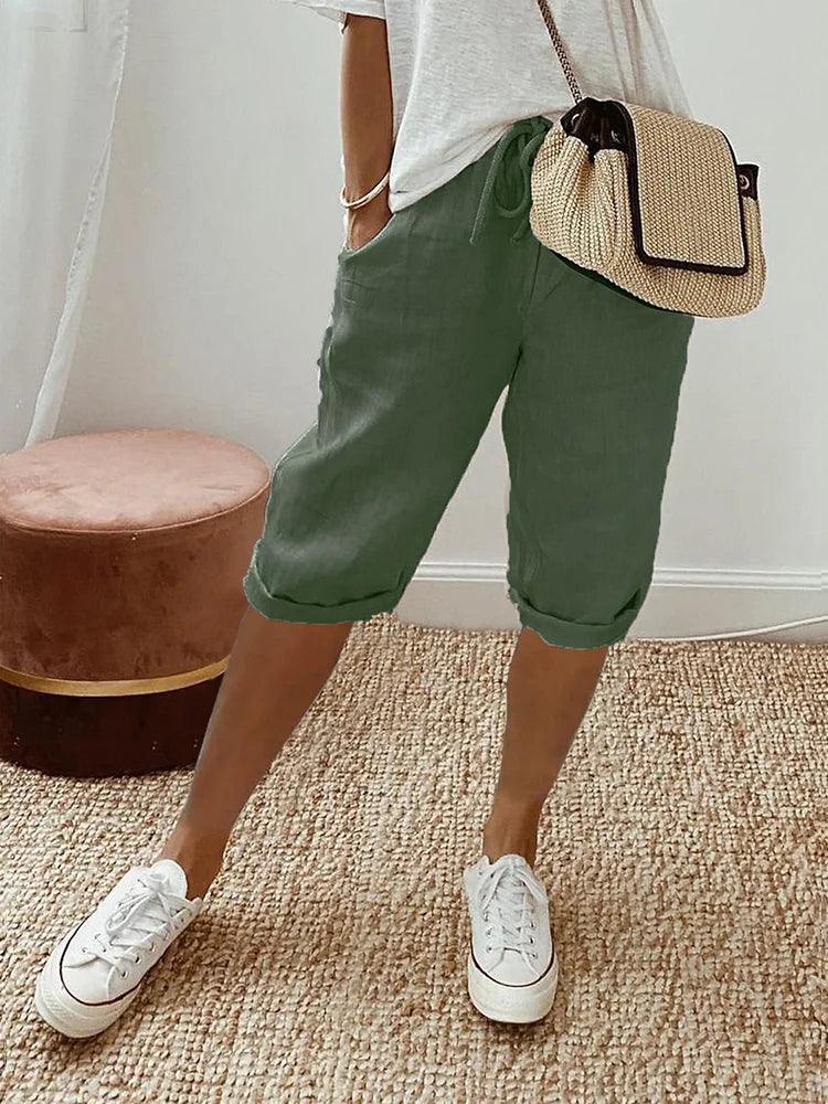 Smarte Capri Bukser med Fleksibel Talje – Elegant Sommerstil