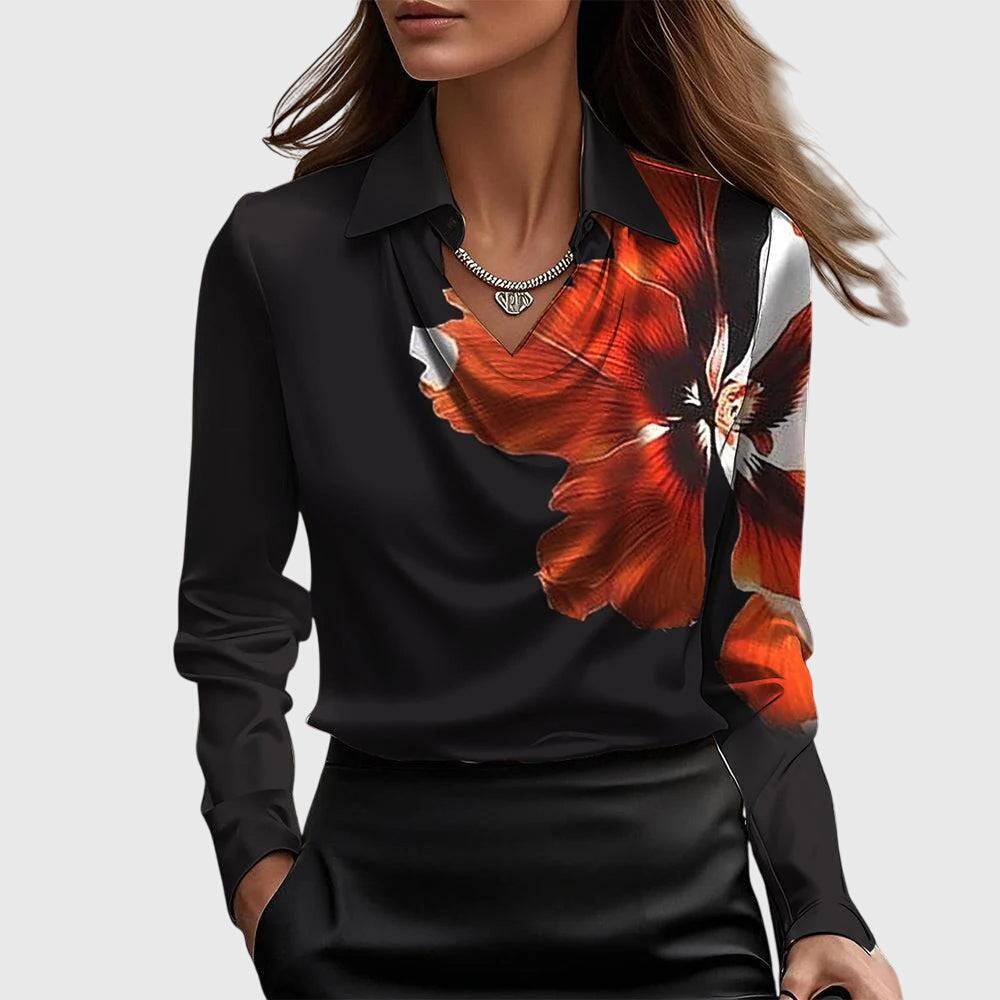 Livia | Elegant Topp med Flödande Krage