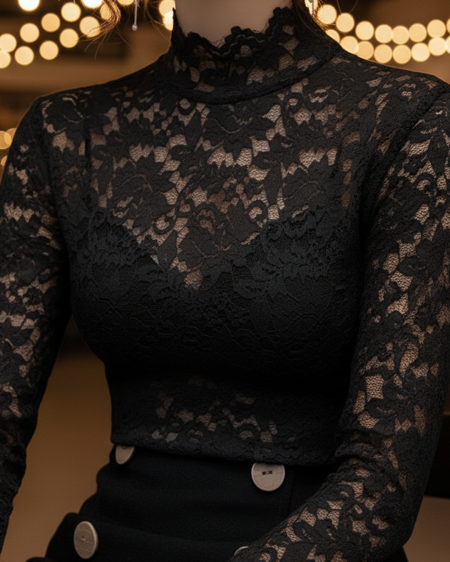 Luna | Elegant Blus med Högt Krage för Vår och Sommar