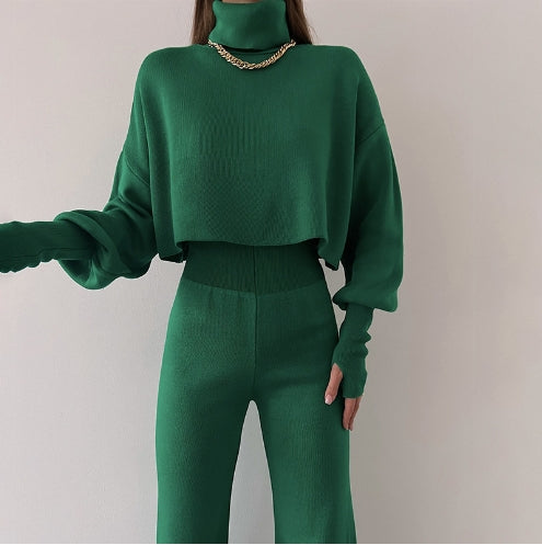 Elegant Sæt med Strikhandsker og Turtleneck