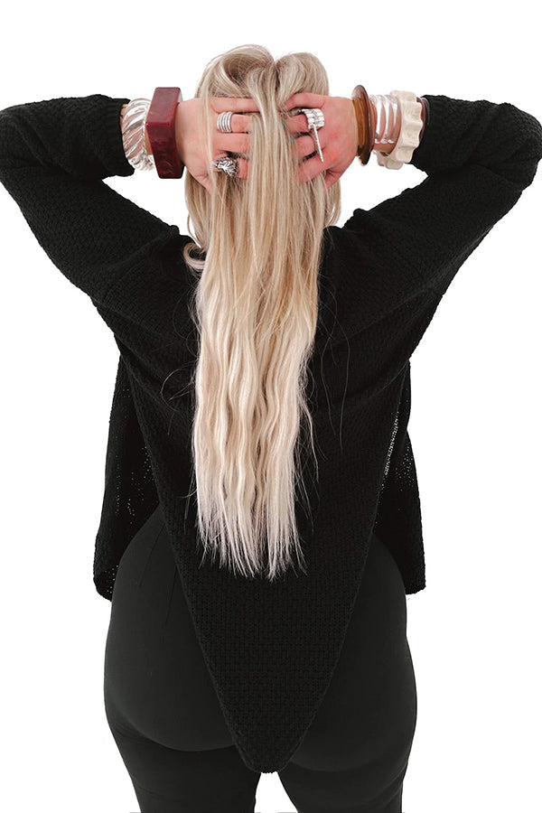 Elegant lang cardigan i blødt strik
