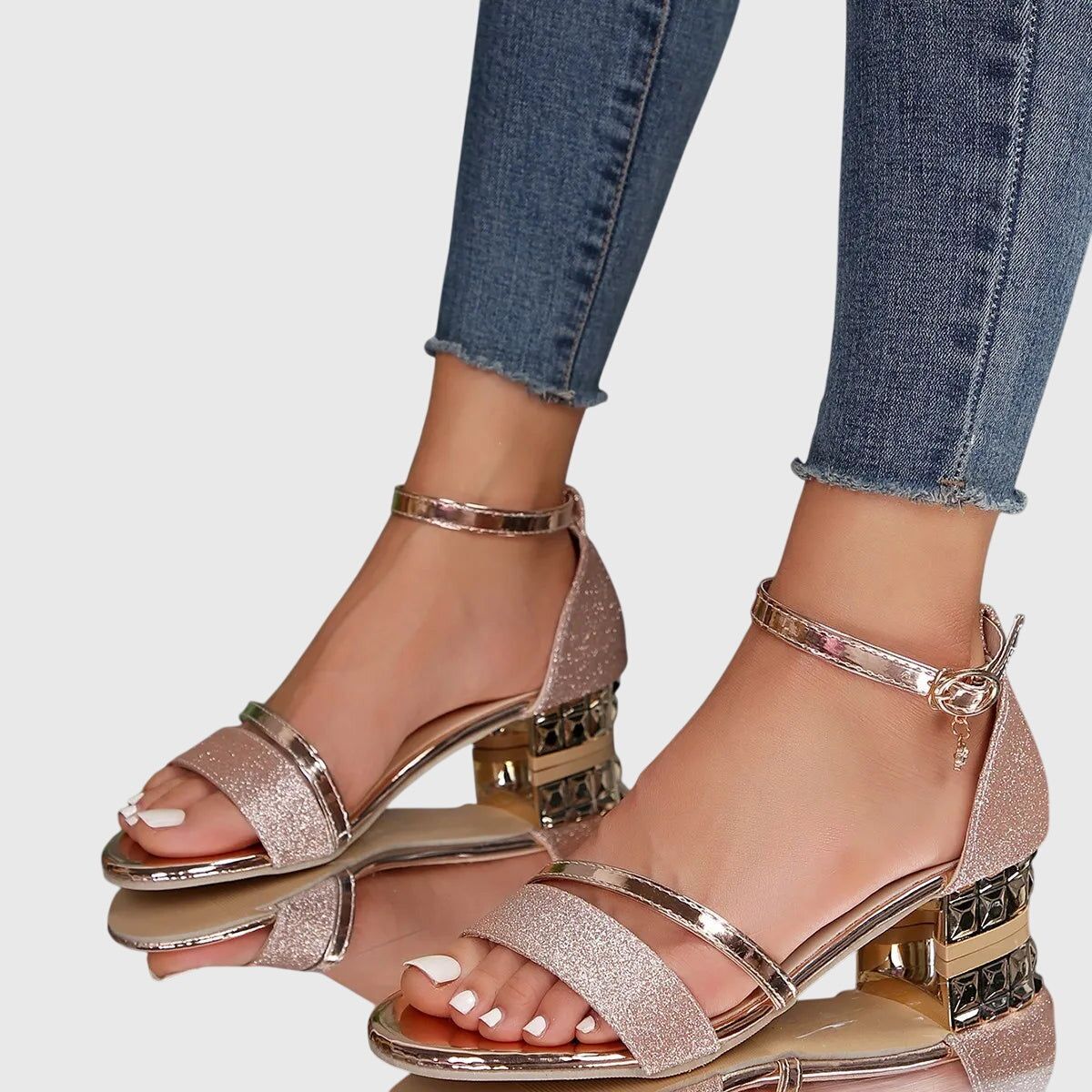 Evelina | Eleganta Sandaler med Öppen Tå och Klack