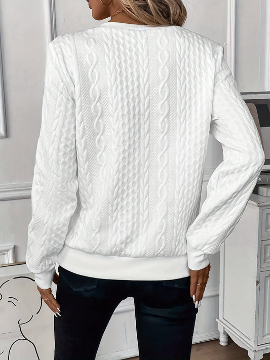 Elegant Strikbluse med Lynlås og Strukturdetaljer