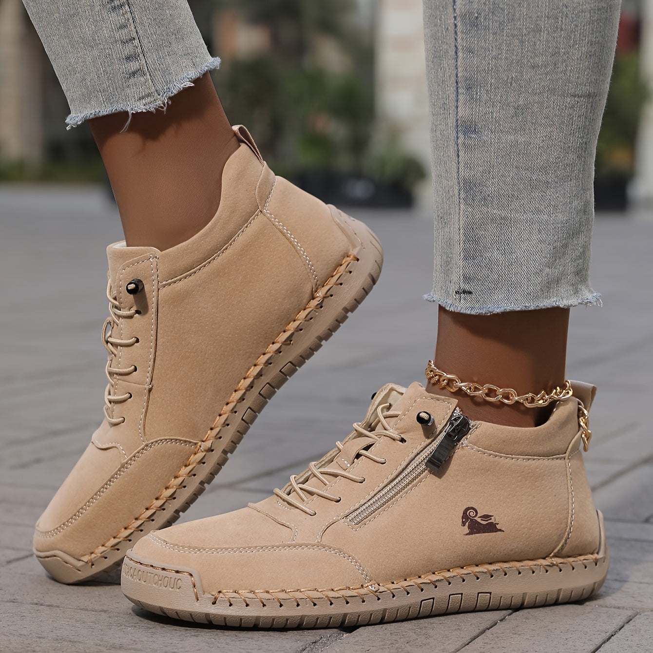 Dame Snøresko med Lynlås for Ultimativ Komfort