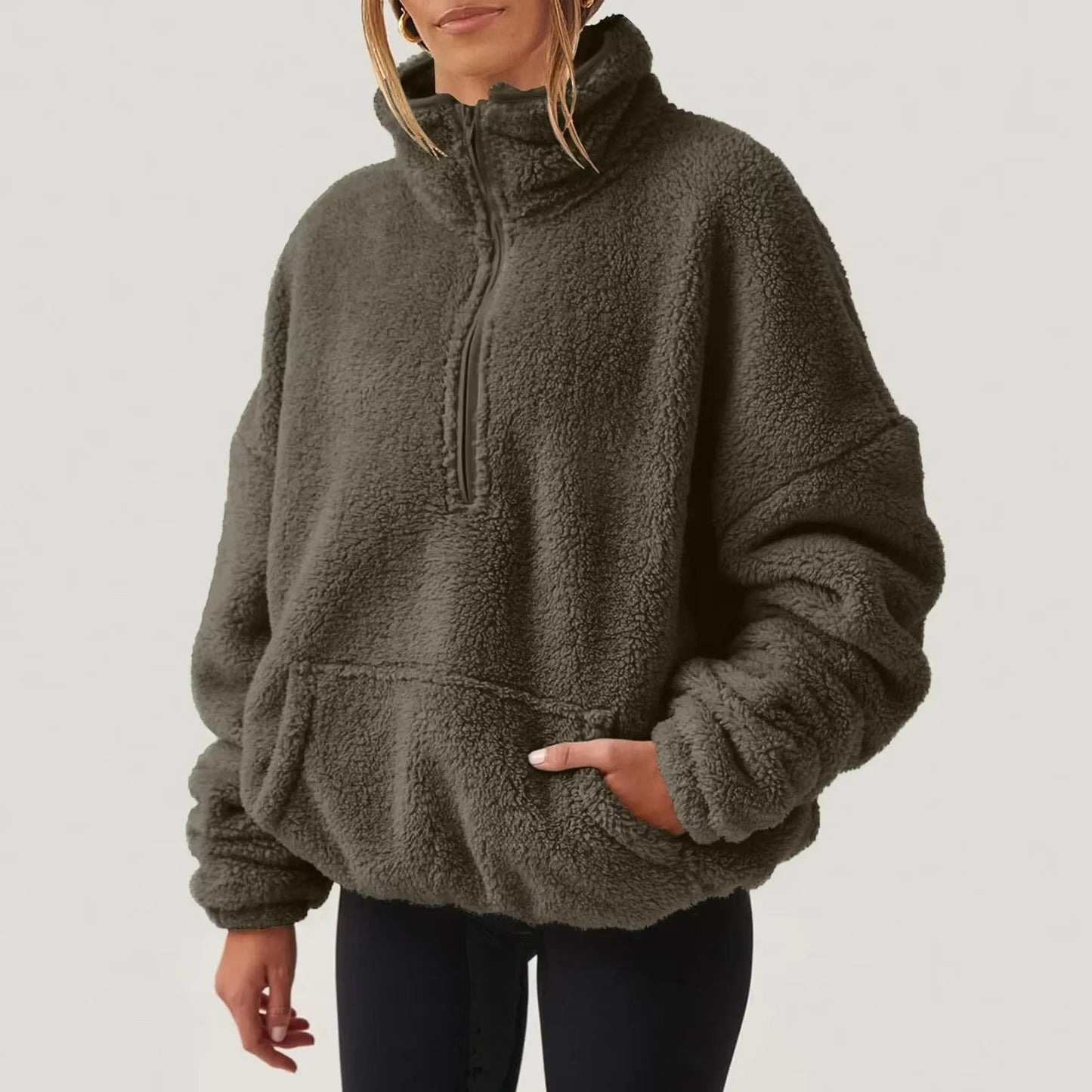 Luksuriøs Fleece Pullover med Halv-Zip til Damer