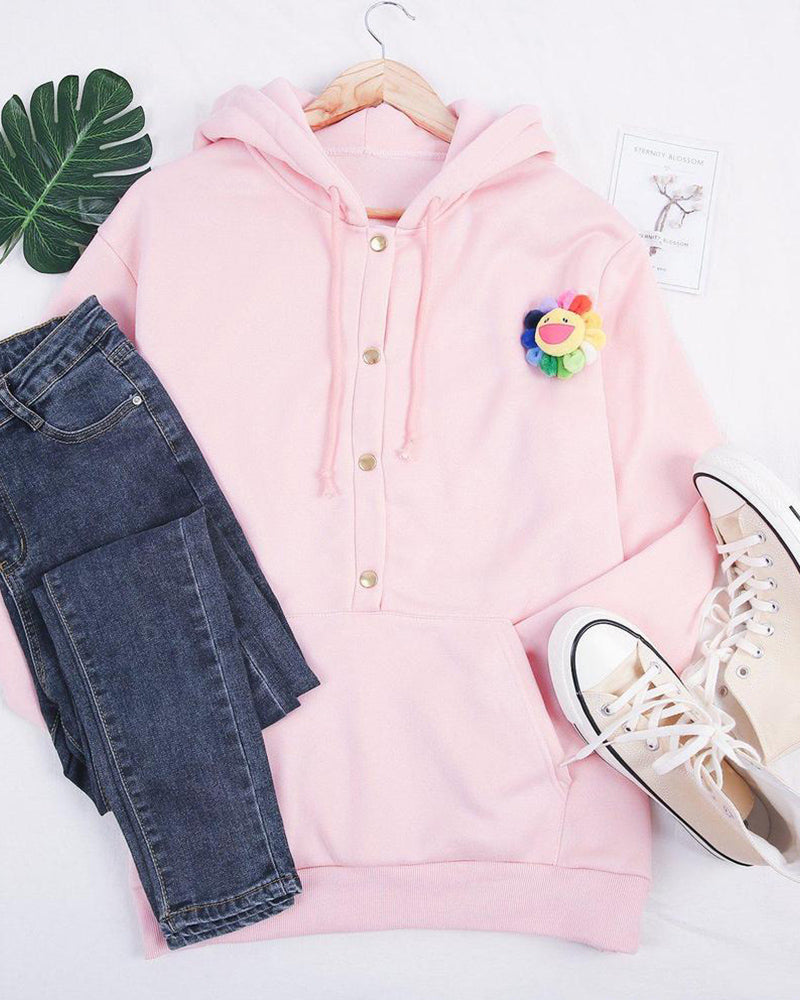 Elegant rosa hoodie med praktisk känguruficka för kvinnor