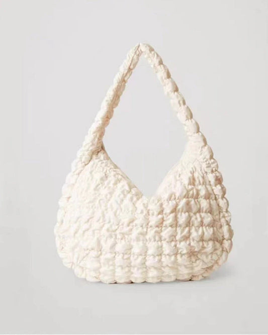 Quilted hobo crossbody bag - with ruffle look for everyday use