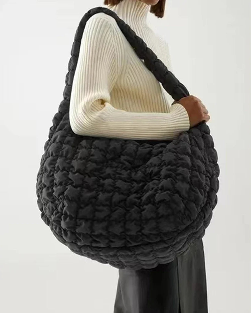 Quilted hobo crossbody bag - with ruffle look for everyday use