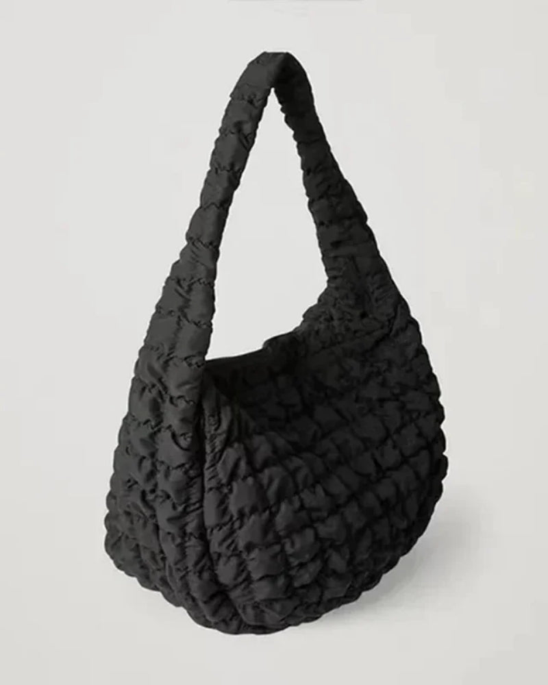Quilted hobo crossbody bag - with ruffle look for everyday use