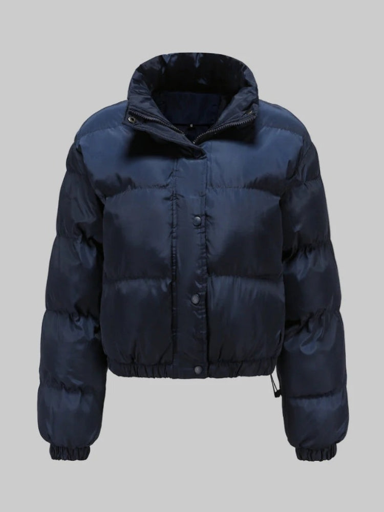 Quilted Puffer Jacket – Shiny Women's Winter Jacket with Collar