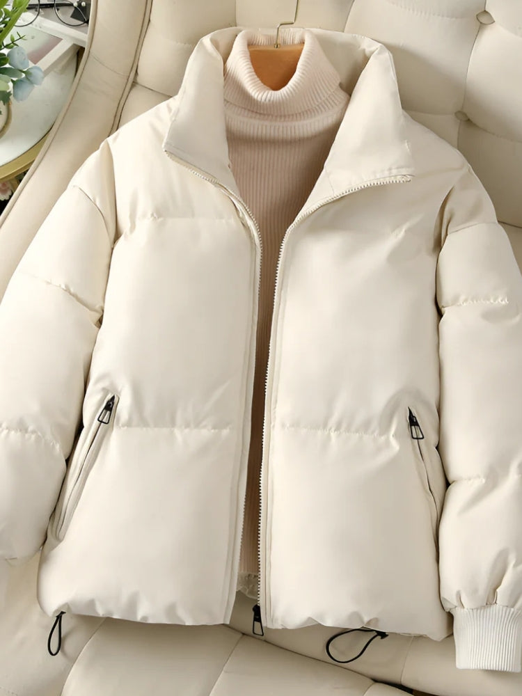 Quilted Puffer Jacket – Shiny Women's Winter Jacket with Collar