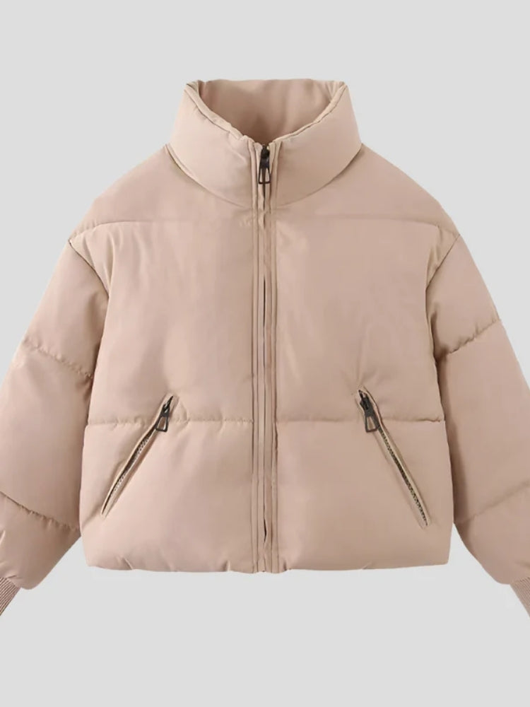 Quilted Puffer Jacket – Shiny Women's Winter Jacket with Collar