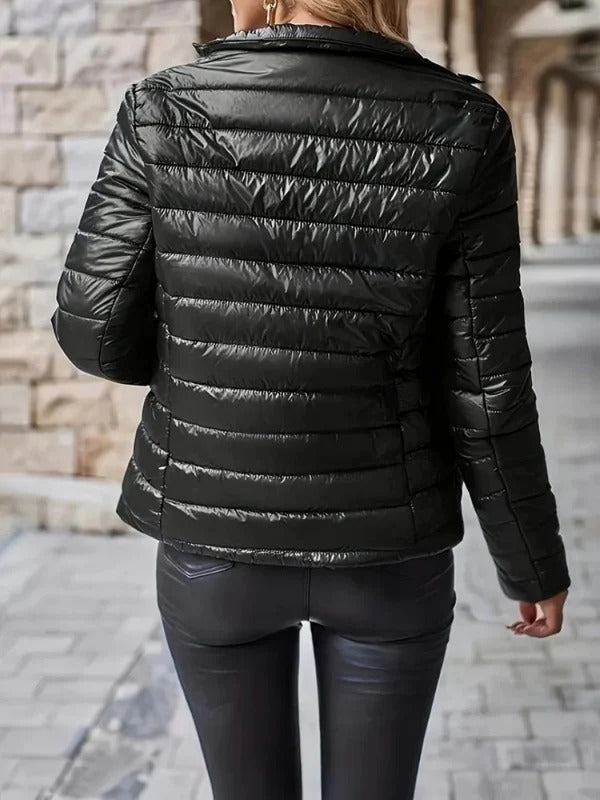 Skinnende dame-puffer-vinterjakke – Let varme til kolde dage