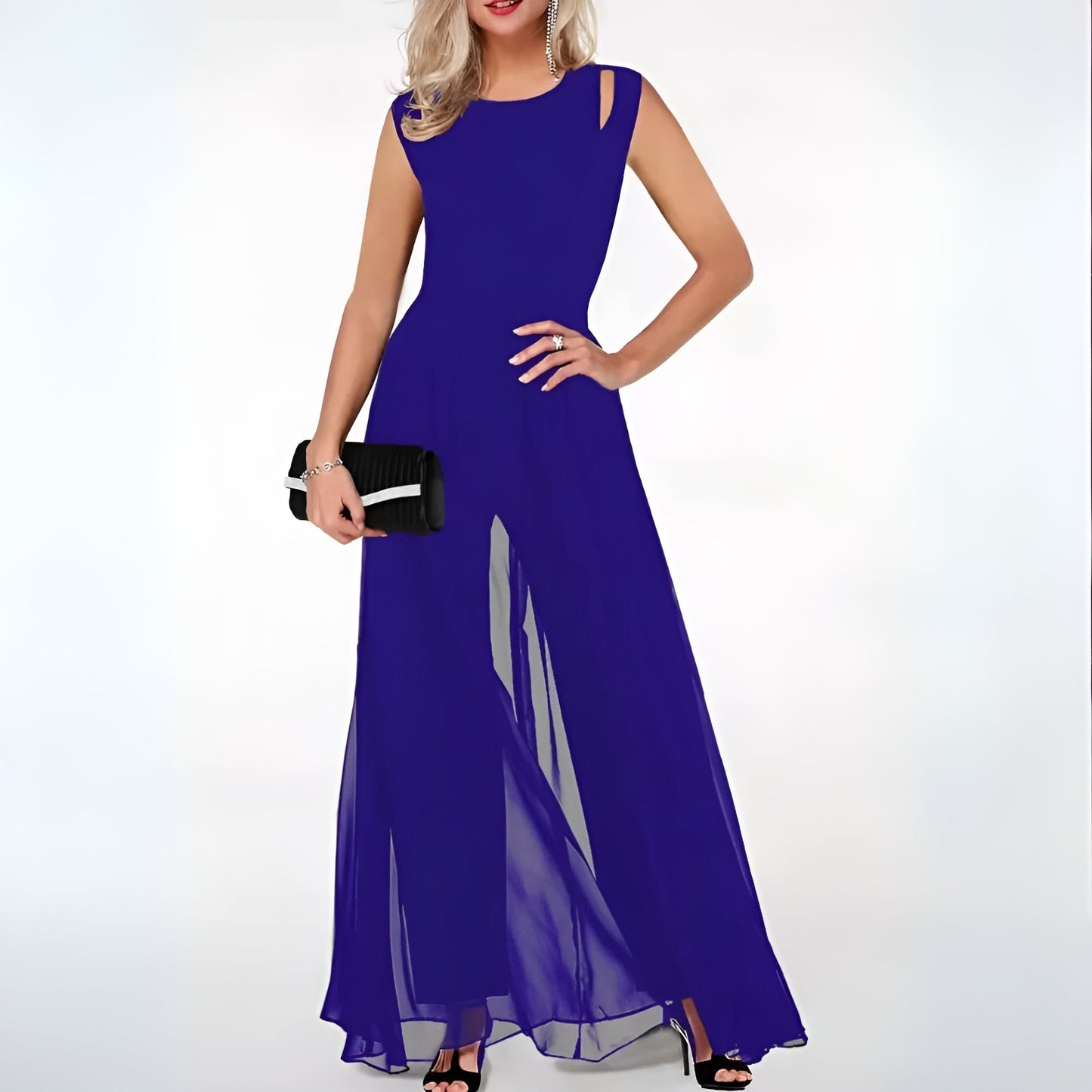 Ärmellös lång jumpsuit för bröllopsgäster