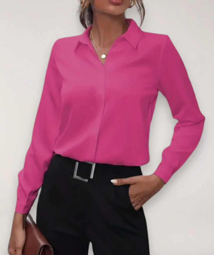 Sophisticated Blus med Knappdetalj för Våren