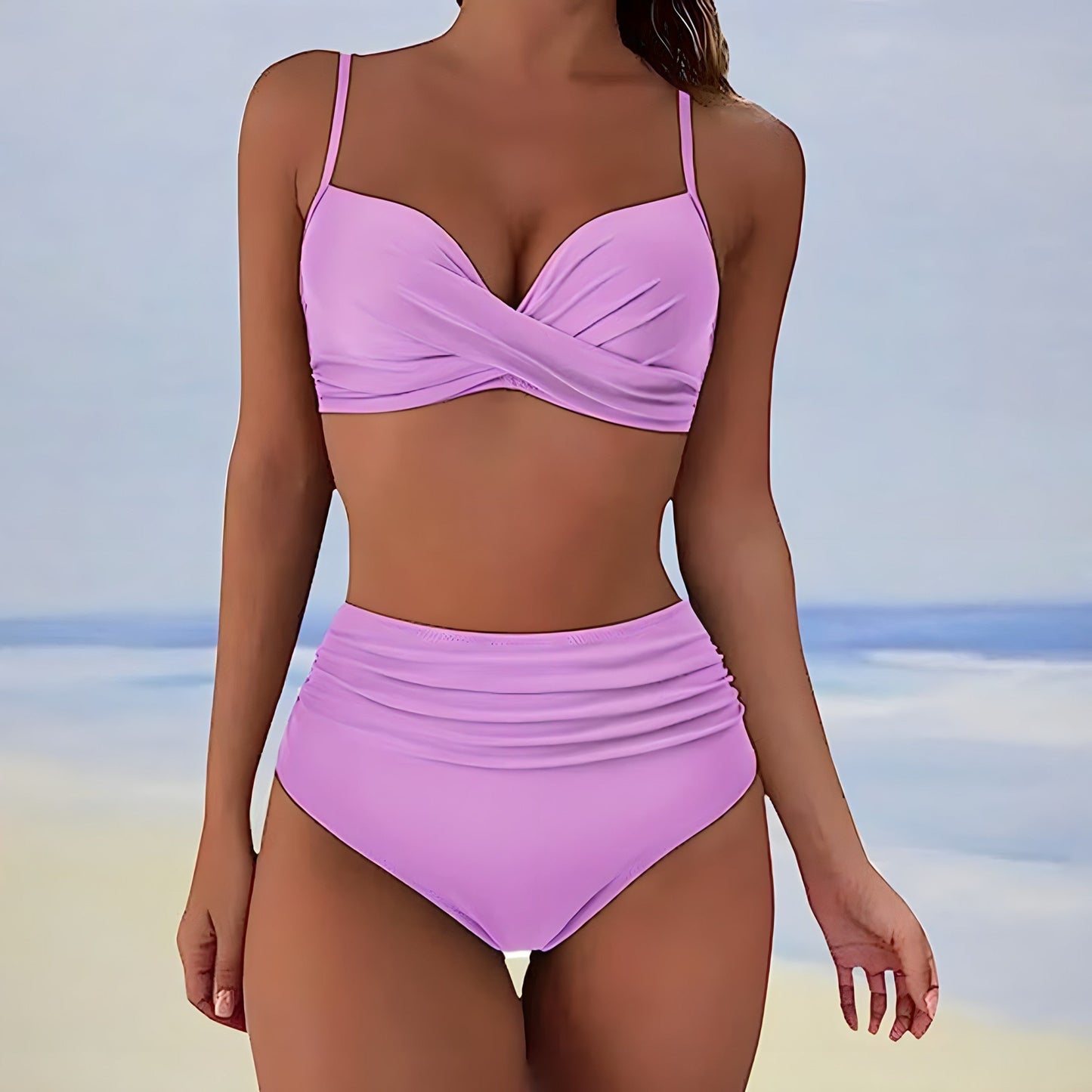 Högmidjad bikiniuppsättning för kvinnor i elegant design
