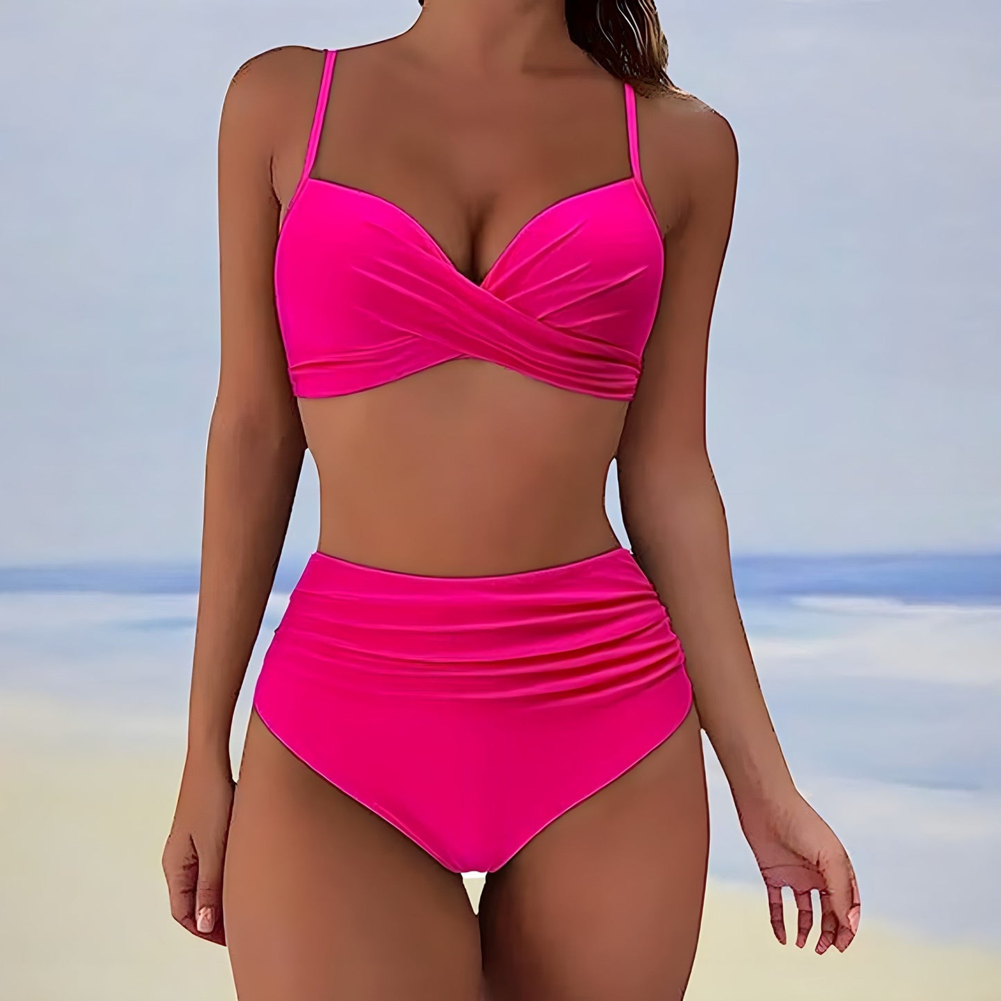 Högmidjad bikiniuppsättning för kvinnor i elegant design