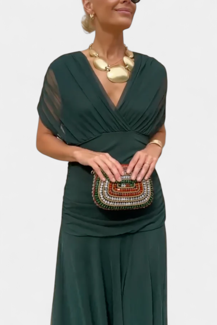 Sofia | Off-Shoulder Maxi Klänning med Elegant Drapering