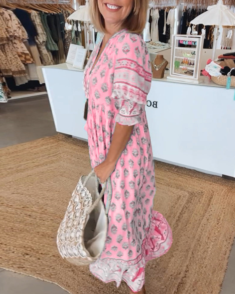 Kvinnoklänning i Boho-stil – Midilängd