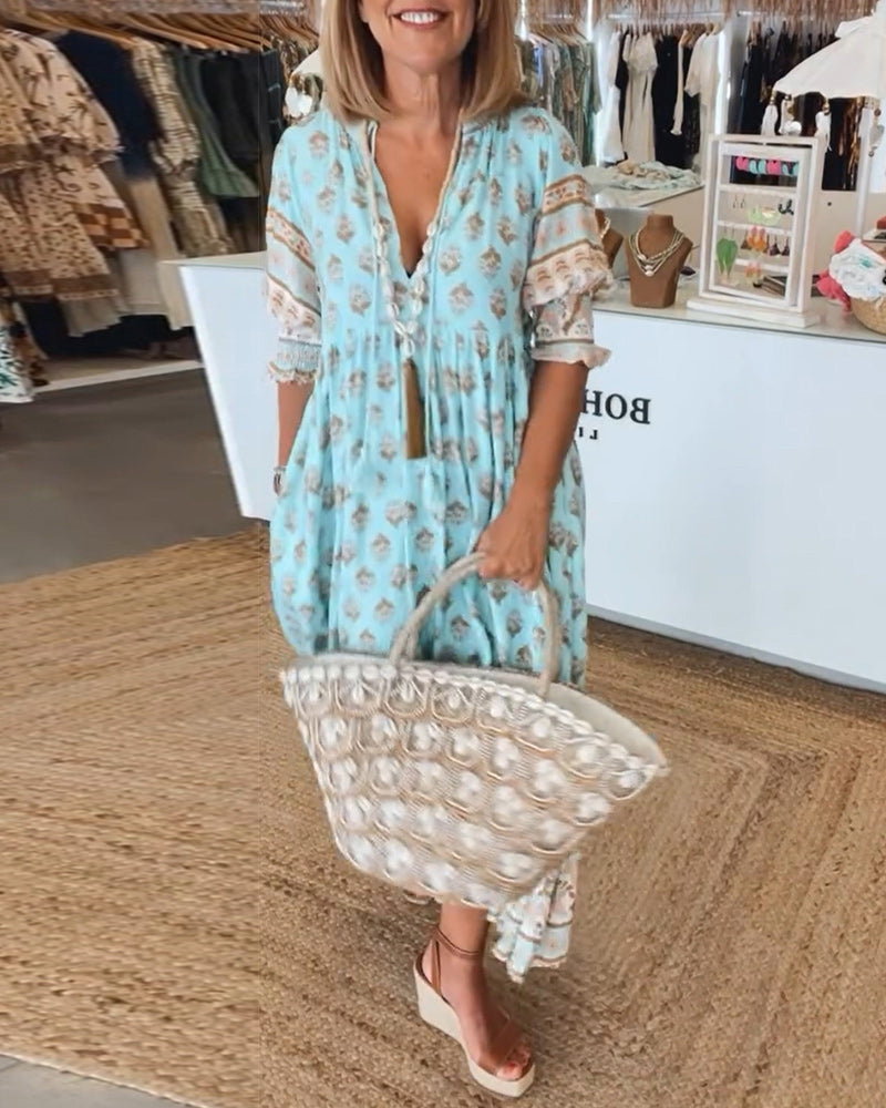 Kvinnoklänning i Boho-stil – Midilängd