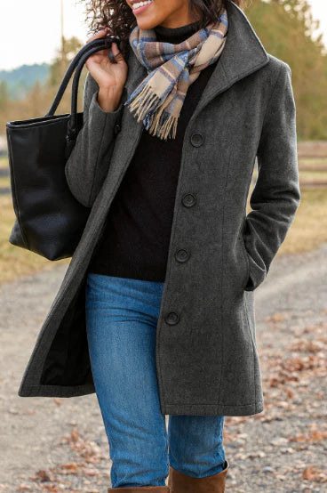 Vinter trenchcoat til damer lang – elegant frakke til kolde dage