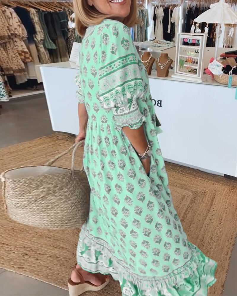 Kvinnoklänning i Boho-stil – Midilängd