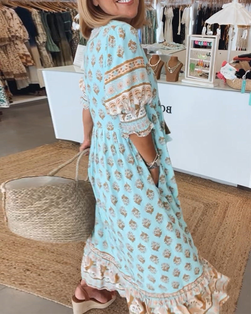 Kvinnoklänning i Boho-stil – Midilängd