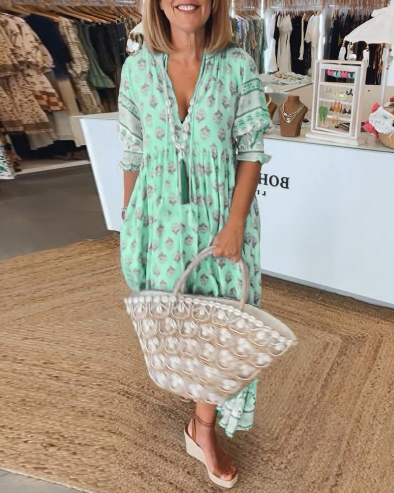 Kvinnoklänning i Boho-stil – Midilängd