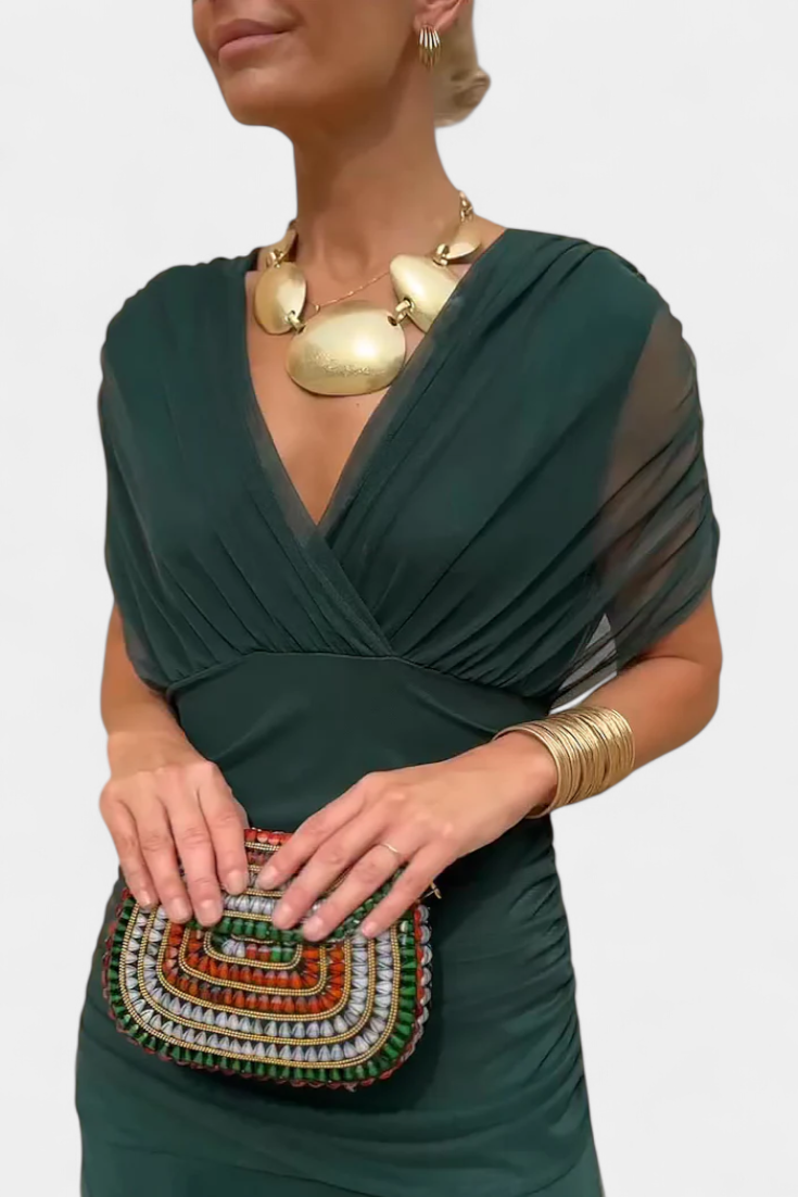 Sofia | Off-Shoulder Maxi Klänning med Elegant Drapering