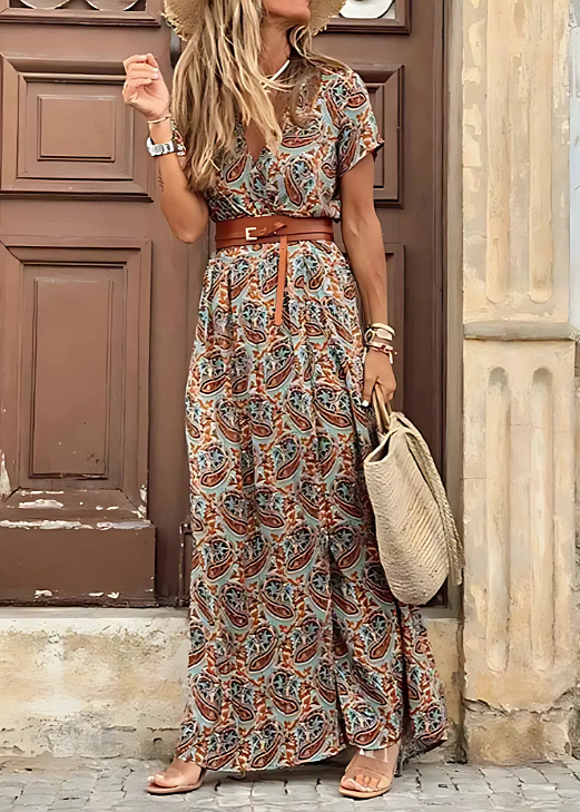 Maxiklänning för Dam med Boho Stil och Bälte