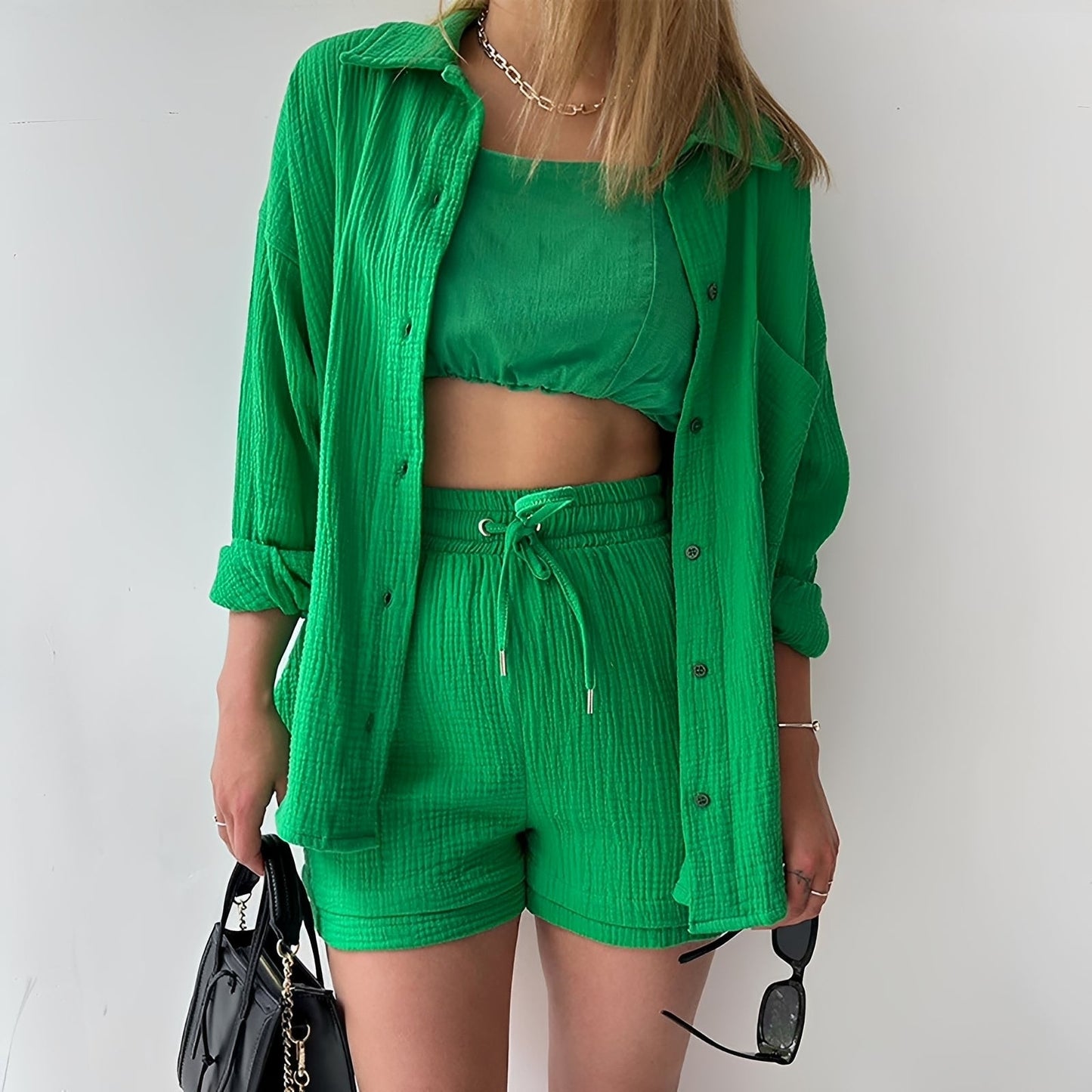 Sofia - Elegant Set med Reverskrage och Hög Midja för Damer